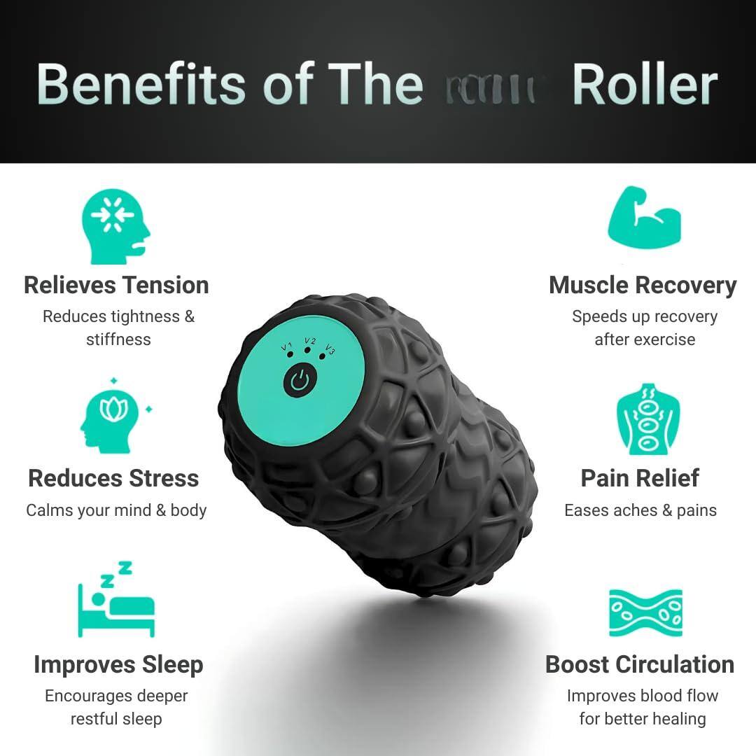 Benefits of The ramu Roller

- Relieves Tension
  - Reduces tightness & stiffness

- Reduces Stress
  - Calms your mind & body

- Improves Sleep
  - Encourages deeper restful sleep

- Muscle Recovery
  - Speeds up recovery after exercise

- Pain Relief
  - Eases aches & pains

- Boost Circulation
  - Improves blood flow for better healing