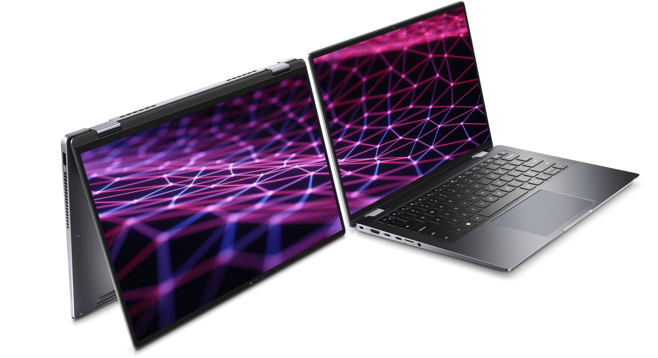 Left. Dell - Latitude 9430 2-in-1 Convertible, 12th Gen Intel i5, 16GB RAM, 256GB NVMe, 14"QHD+ Touch, Backlit KB, Business Laptop PC - Black.
