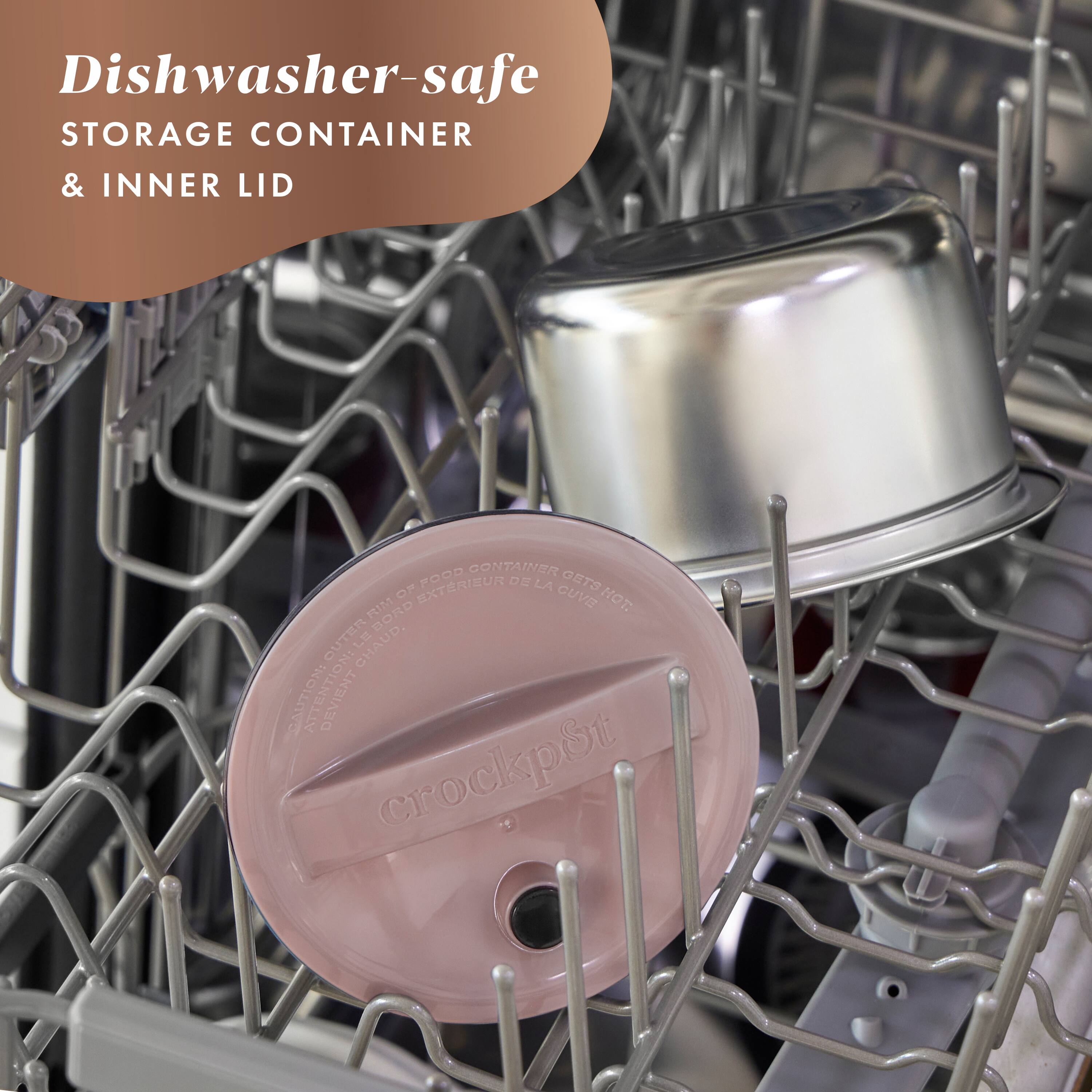 Dishwasher-safe STORAGE CONTAINER & INNER LID FOOD CONTAINER OF EXTERIEUR DE LA GETO RIM1 CUVE NOT: BOND OUTER 5 CHAUD, CAUTION DEVIENT crockpt