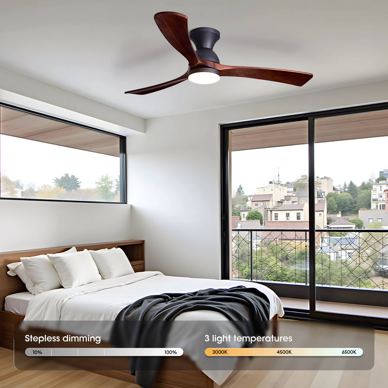 Stepless dimming 10% 100%  
3 light temperatures 3000K 4500K 6500K