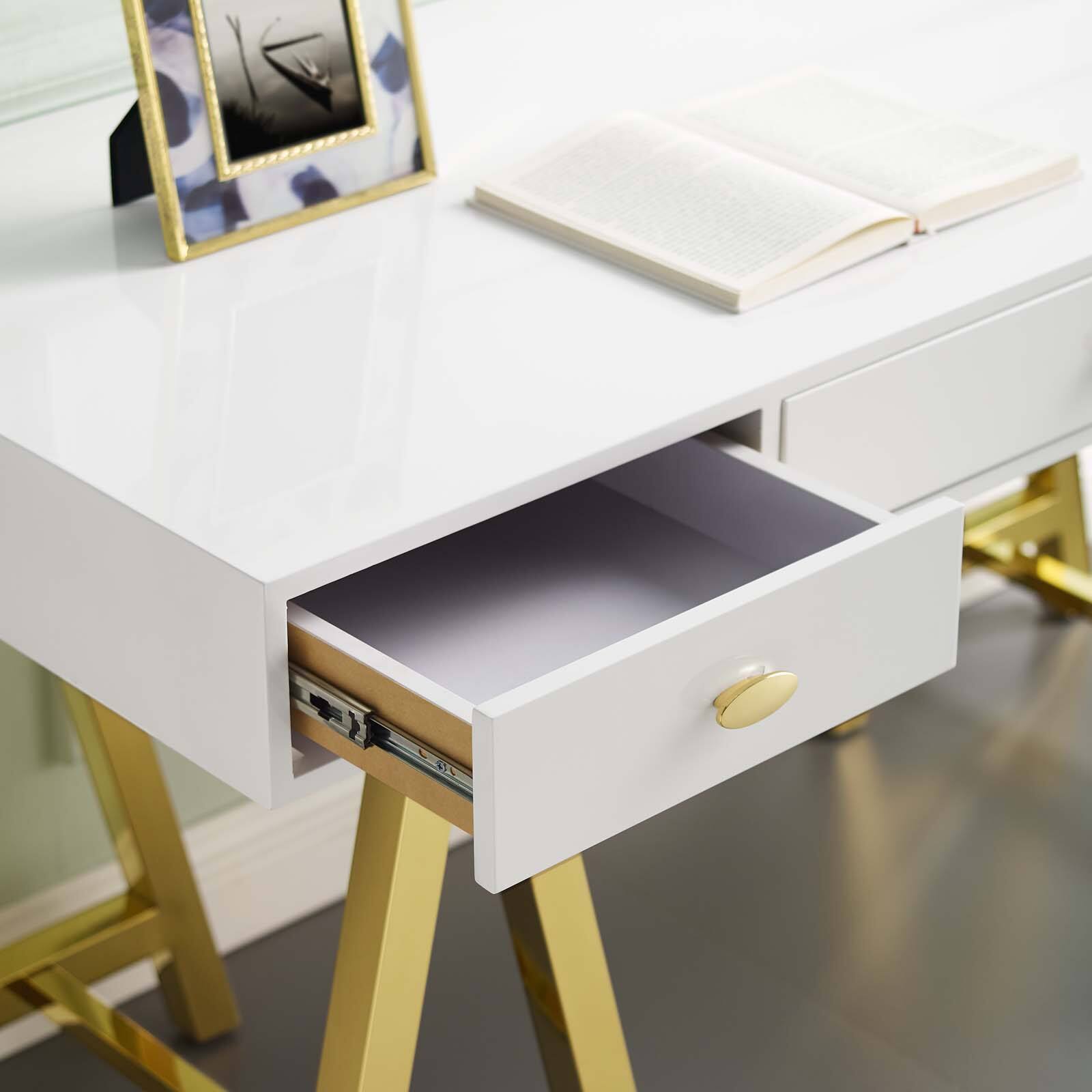 Left. Modway - Jettison Office Desk by Modway - Gold White.