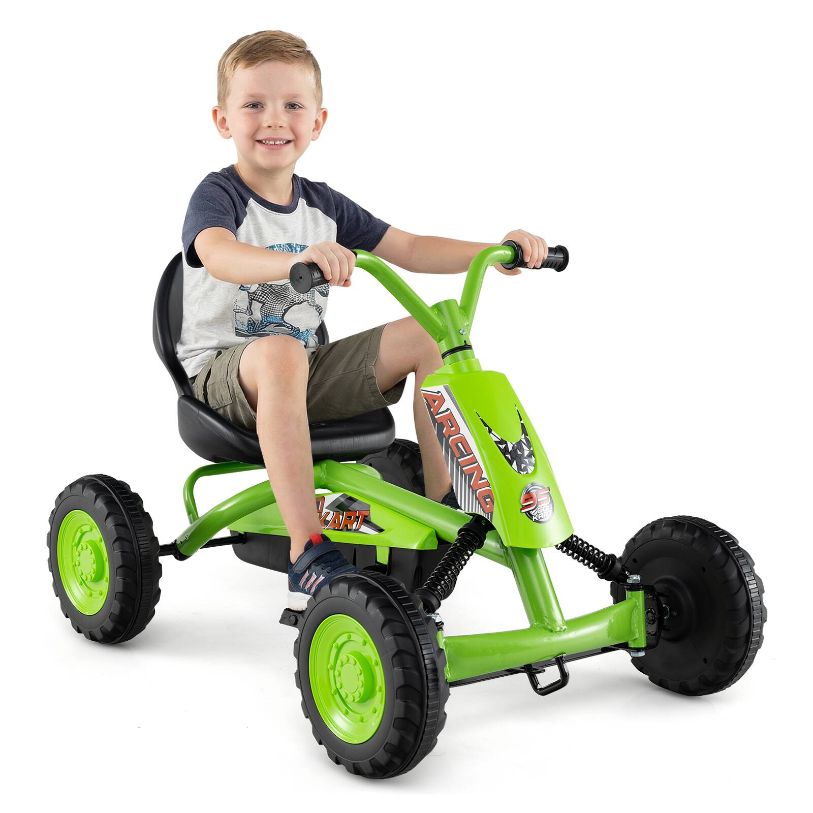 Gymax - Go Kart for Kids 4 Wheel Toddler Ride On Pedal Car w/ Steering Handlebars - Green price history on PriceWatchPro
