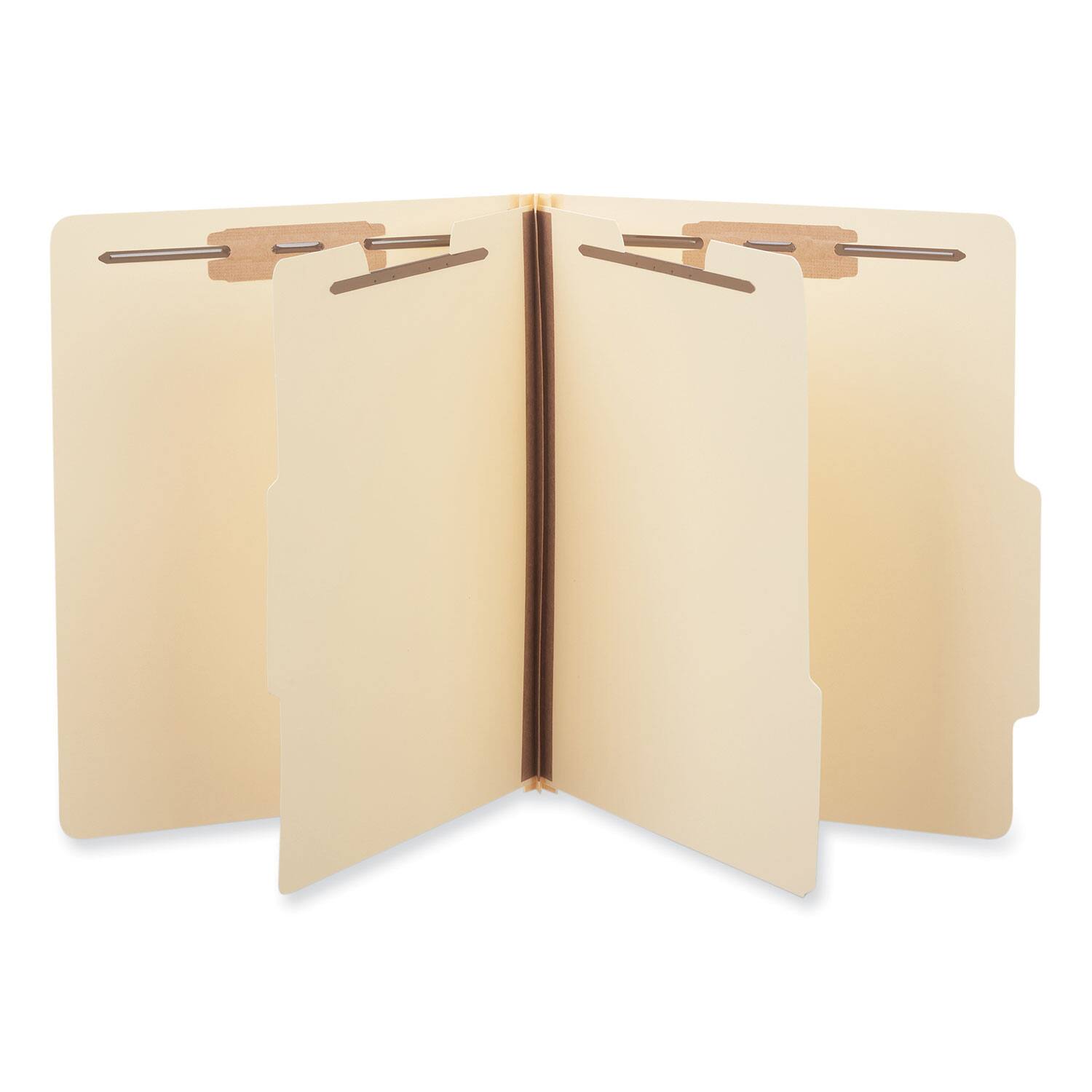 Angle. Universal - Six-Section Classification Folders, 2" Expansion, 2 Dividers, 6 Fasteners, Letter Size, Manila Exterior, 15/Box.