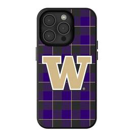 Keyscaper - NCAA - Washington Huskies Plaid Magnetic Bump iPhone Case - 13 - Black