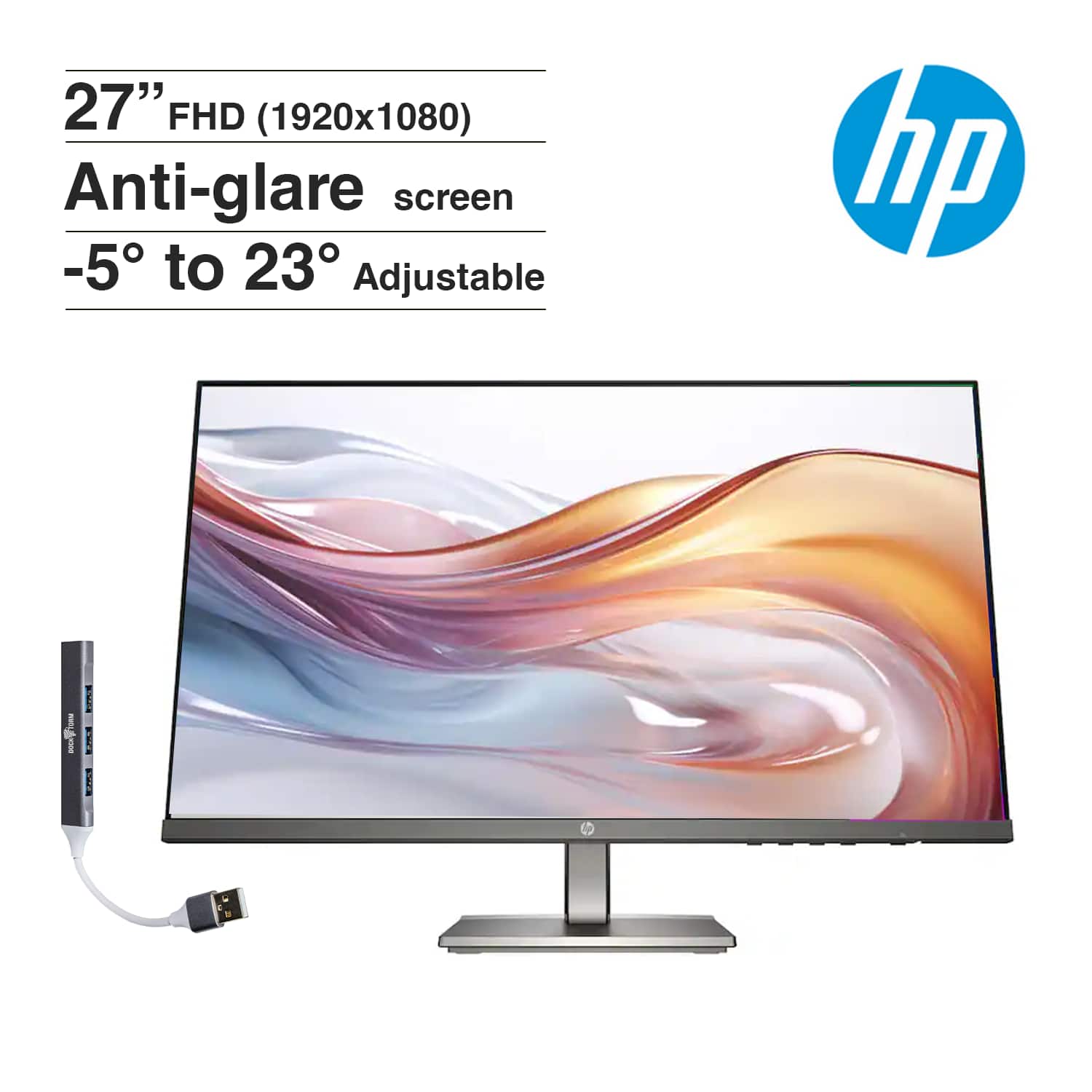 27" FHD (1920x1080) Anti-glare screen -5° to 23° Adjustable