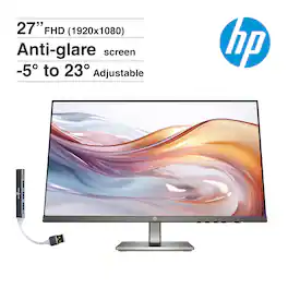 HP - 24" FHD IPS Monitor, Anti Glare, Flicker Free, VESA Mount (100 x 100mm), VGA, HDMI & DKZ Hub, Color - Black/Gray