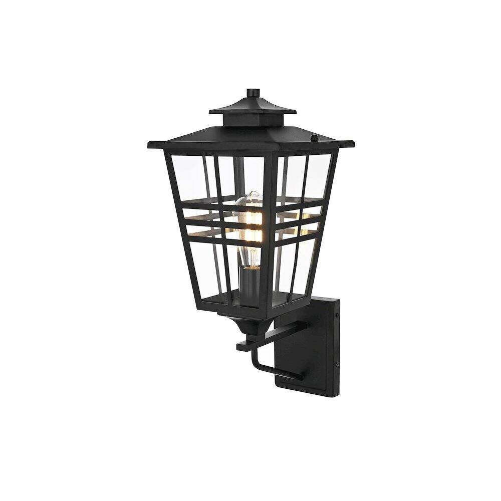 Angle. Elegant Lighting - Macon 8.5 Inch Outdoor Wall Sconce In Black - Black.