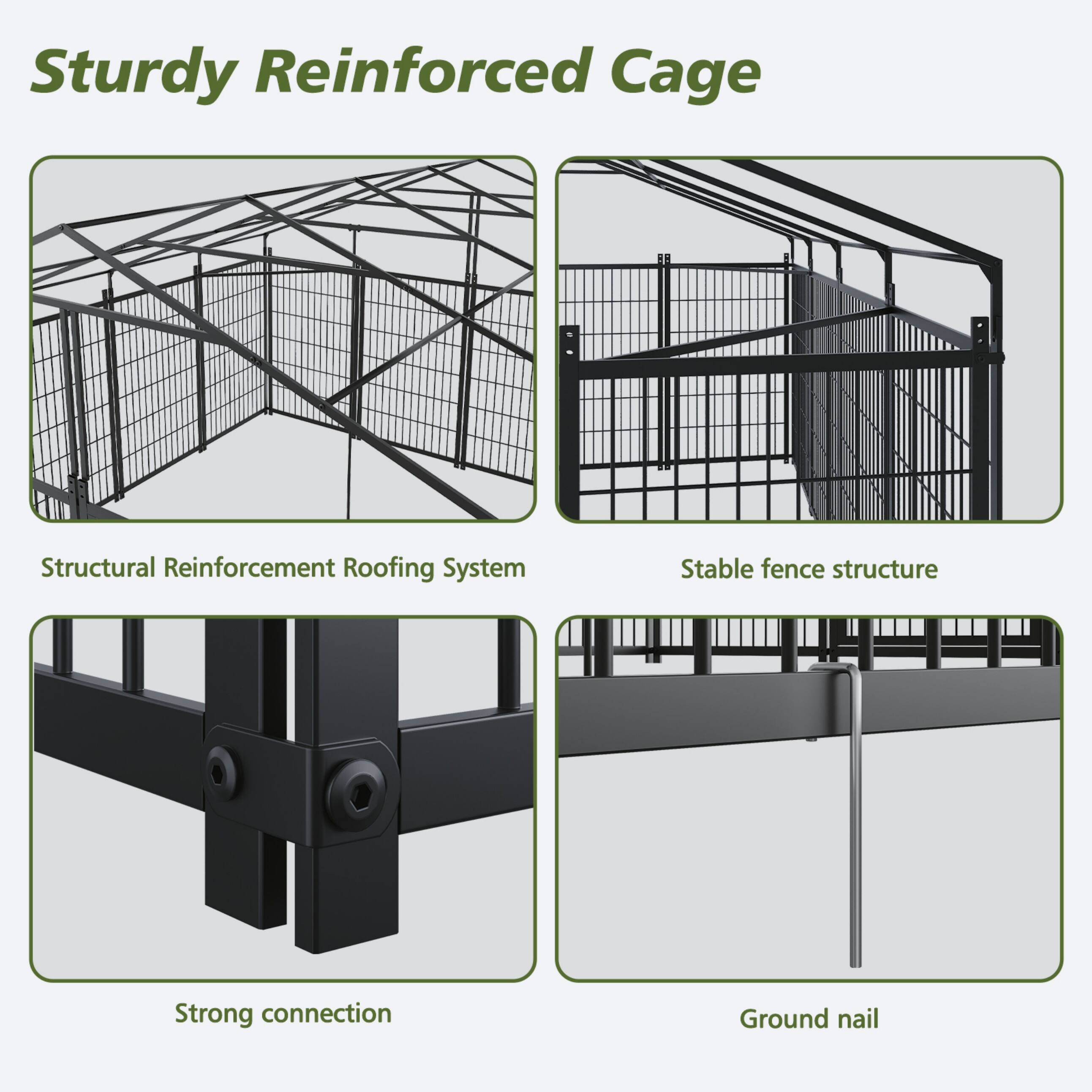 Sturdy Reinforced Cage

- Structural Reinforcement Roofing System
- Stable fence structure
- Strong connection
- Ground nail