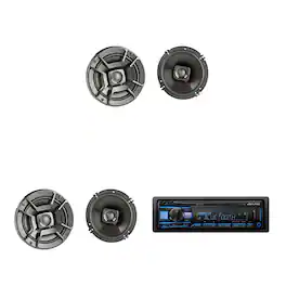 Alpine - UTE-83BT Single Din Source Unit w/ ( 2 Pair ) DB652 6.5" Speaker Bundle - Black/Gray