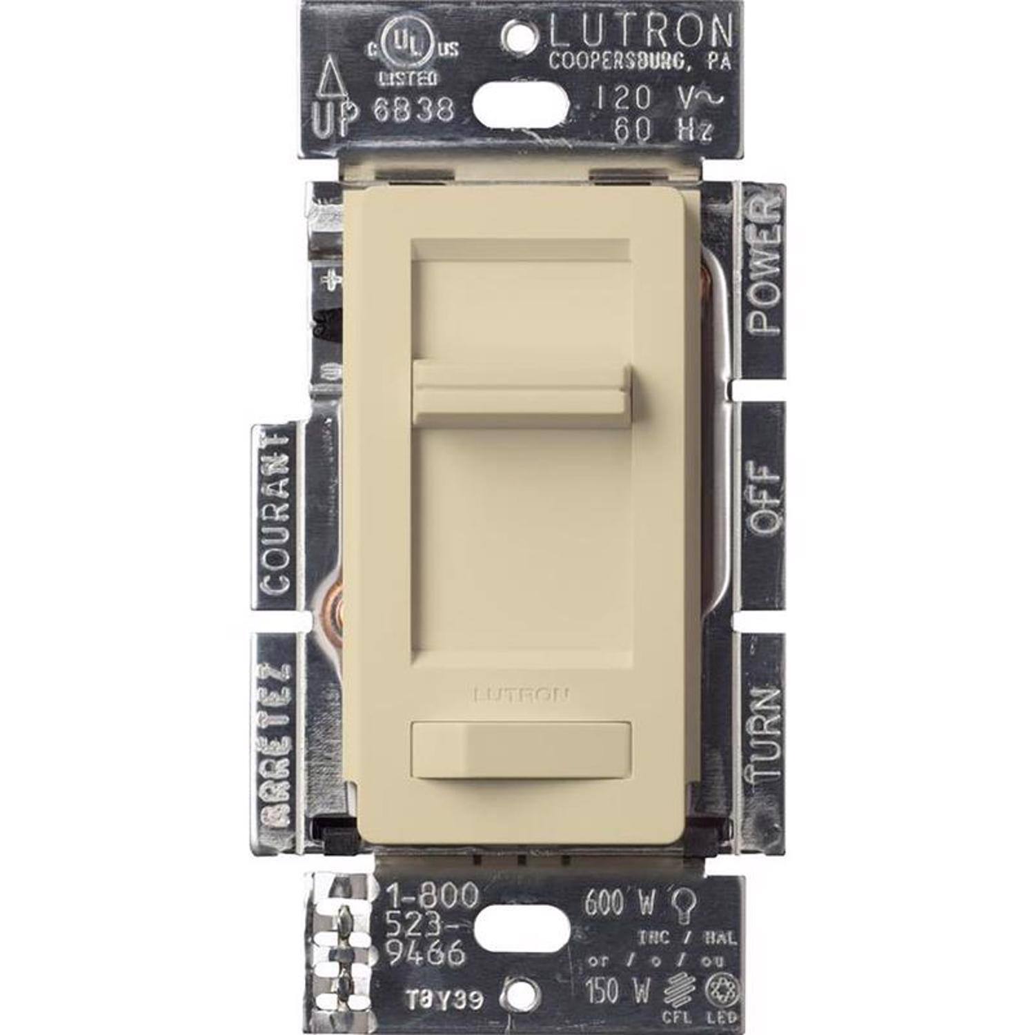 LUTRON  
COOPERSBURG, PA  
120 V  
60 Hz  

UP 6838  

POWER  
COURANT  
OFF  
TURN  

1-800 523-9466  

600 W  
INC / HAL or / ou  
150 W  
CFL LED  

T0Y39