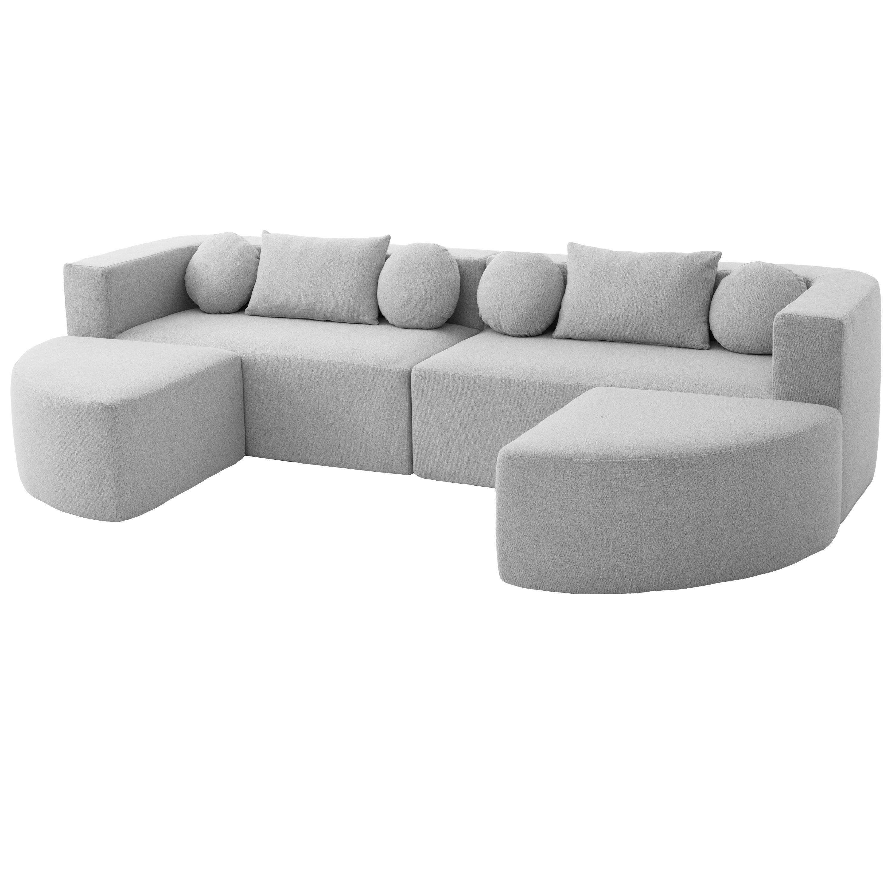 Back. Whisen - Modular Sectional Sofa Boneless Couch Sofa Bed Compression Sofa for Living Room - Grey.