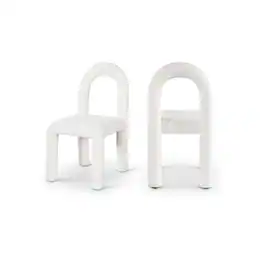 Meridian Furniture - Amari Cream Chenille Fabric Dining Chair, Set of 2 - Beige