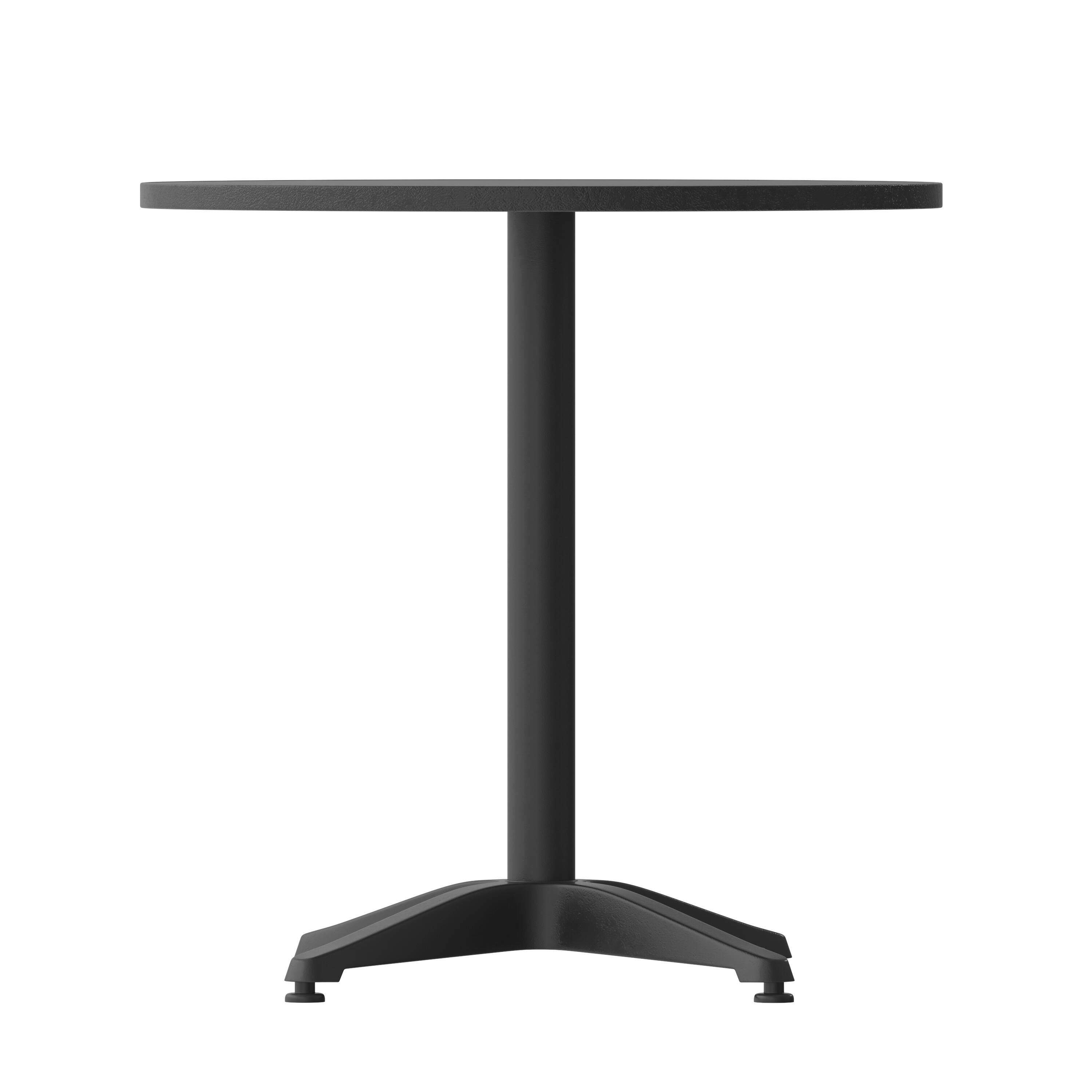 Alt View 8. Emma + Oliver - 27.5'' Round Aluminum Indoor-Outdoor Table with Base - Black.