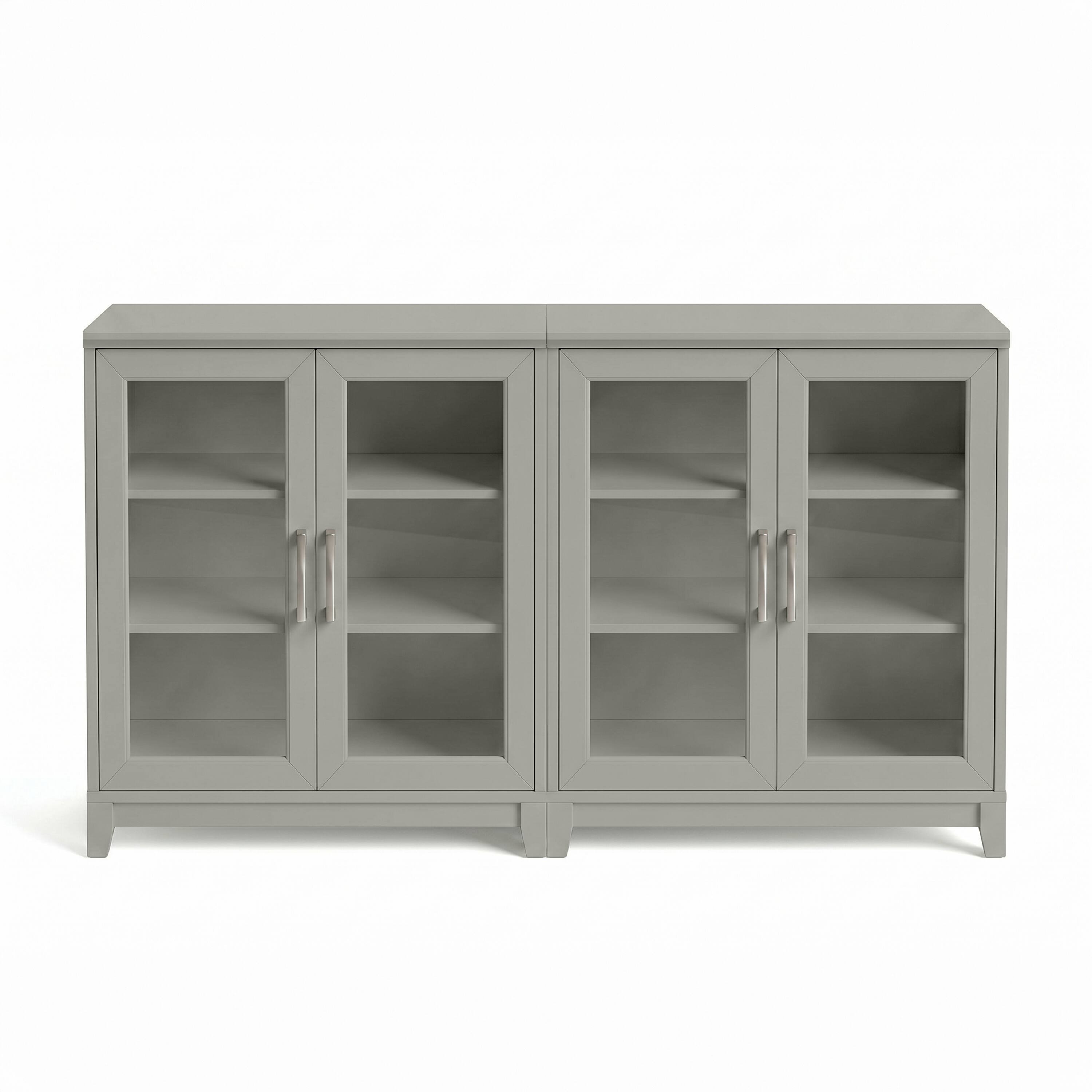 Alt View 1. Martha Stewart - 2PK 2-Door Cabinets with Soft-Close Doors-Premium Hardware - Bedford Gray/Brushed Stainless Steel Hardware.