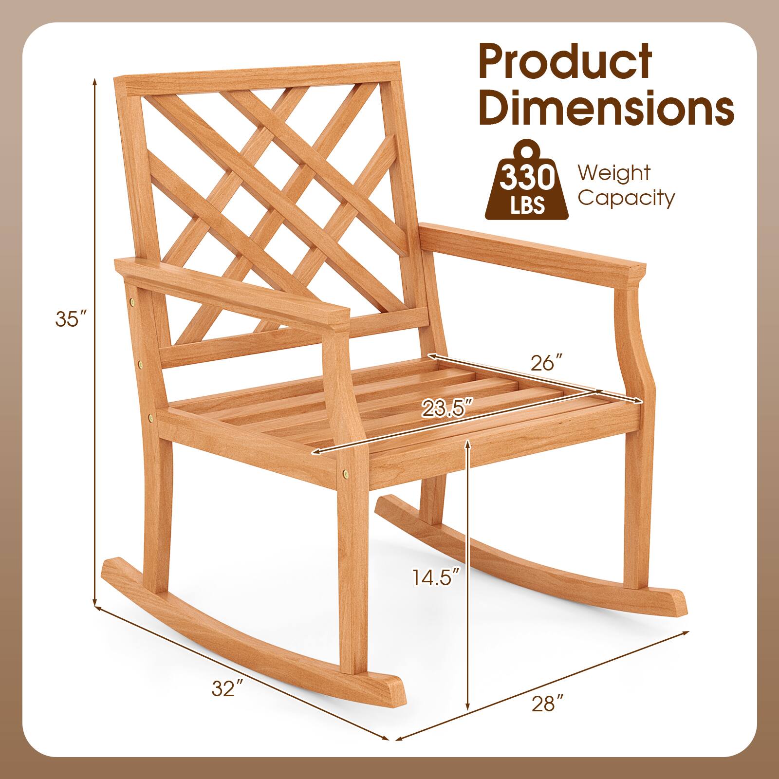 Product Dimensions: 35" x 26" x 23.5" x 14.5" x 32" x 28"  
Weight Capacity: 330 LBS