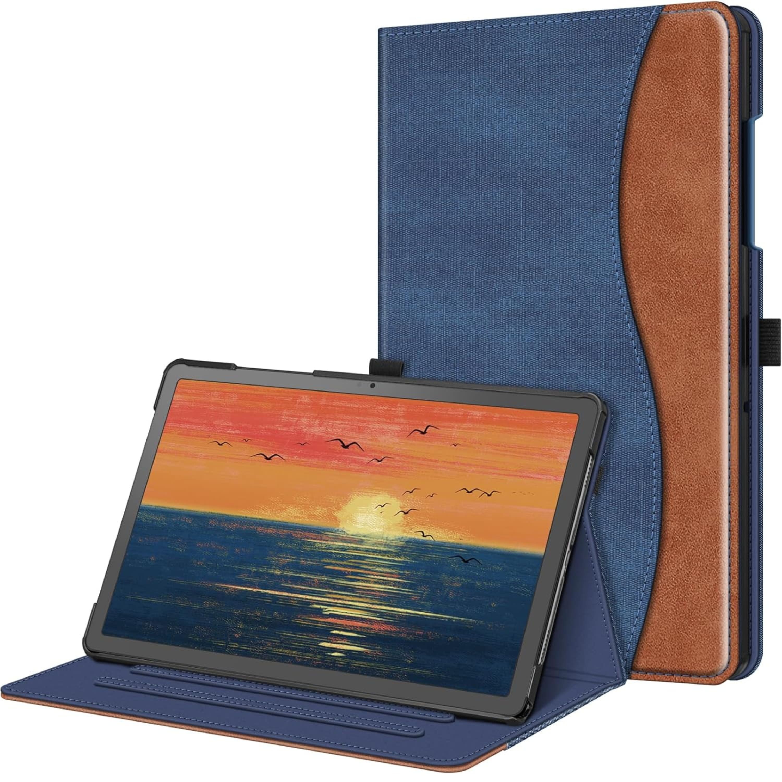 Front. Kitcheniva - Multi Angle Stand Protective Case Cover For 11'' Samsung Galaxy Tab A9+ Denim Blue/Brown - Denim Blue/Brown.