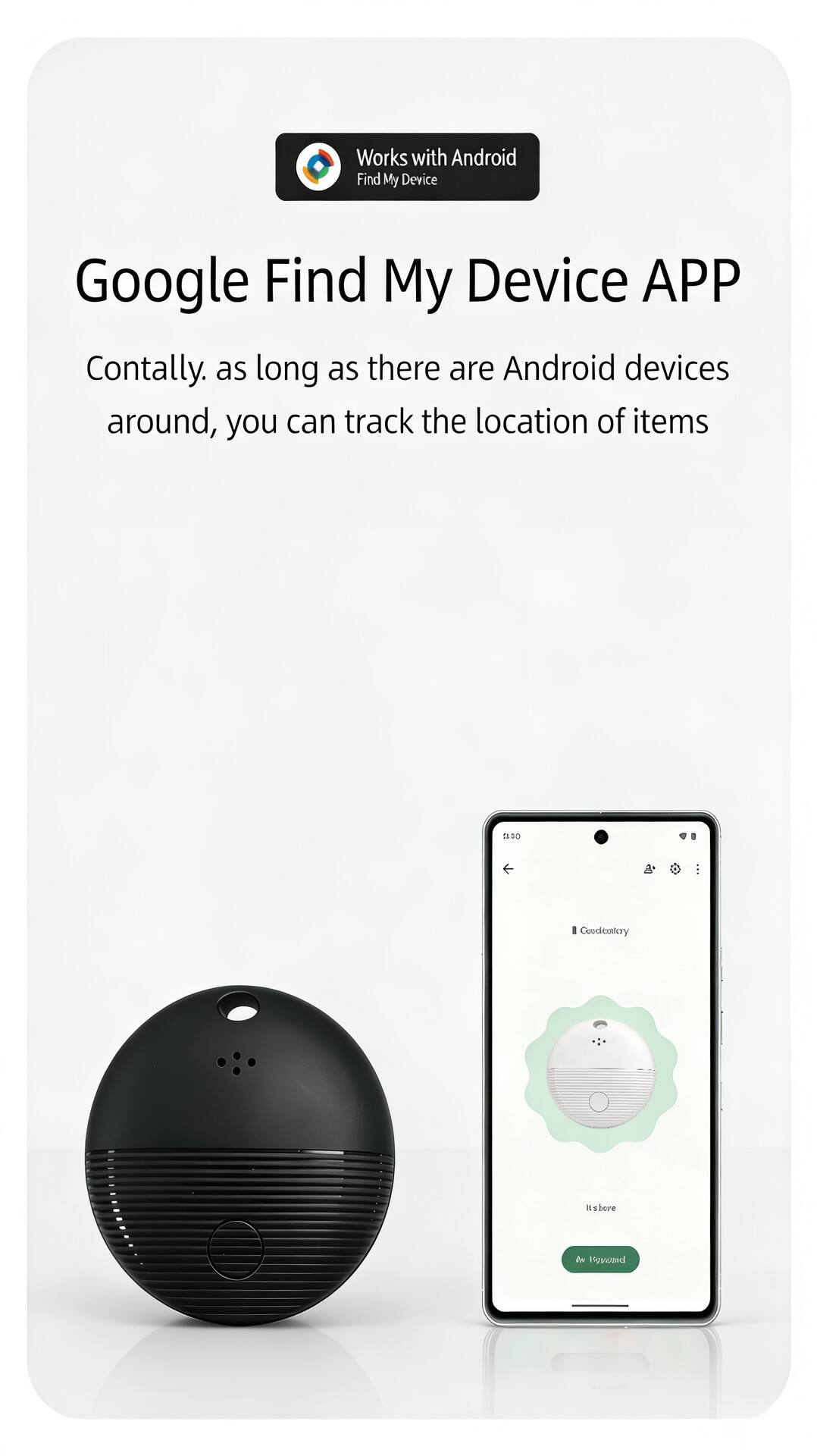 Works with Android Find My Device Google Find My Device APP

Contally, as long as there are Android devices around, you can track the location of items