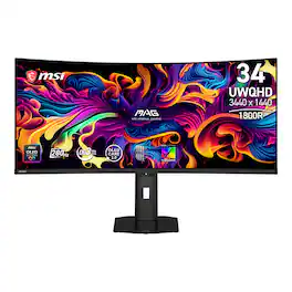 MSI - MAG 341CQP QD-OLED X28 34" UWQHD 280Hz 0.03ms G-SYNC FreeSync Premium Pro Curved Gaming Monitor TB500 (DP, HDMI, USB-C) - Metallic Black