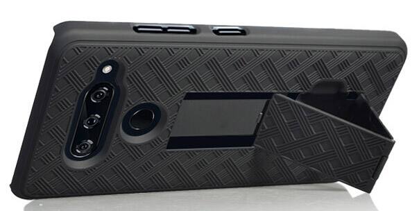 Alt View 9. Nakedcellphone - Case with Stand and Belt Clip Holster Combo for LG V50 ThinQ - Black.