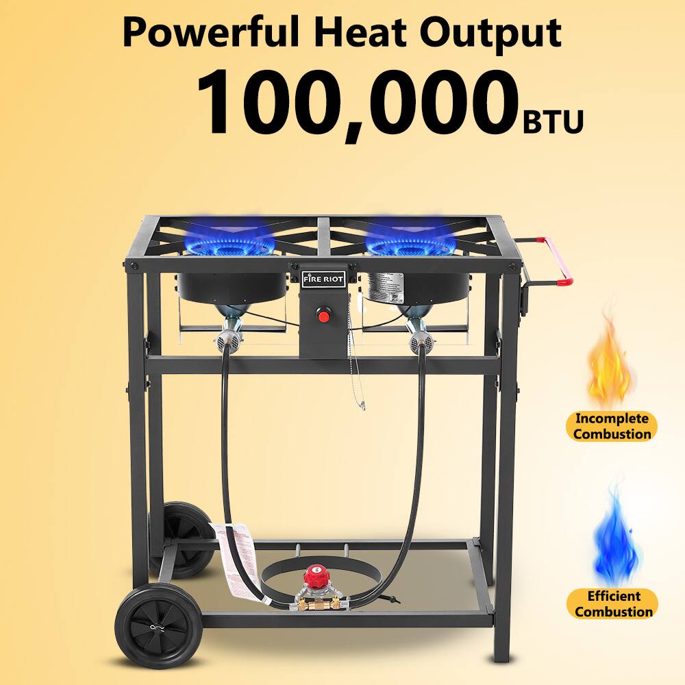 Powerful Heat Output  
100,000 BTU  

Incomplete Combustion  
Efficient Combustion