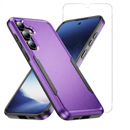 Front. Entronix - Entronix Galaxy A16 Bundle - Soft-Touch Dual-Layer Case with 1 Clear Screen Protector - Purple.