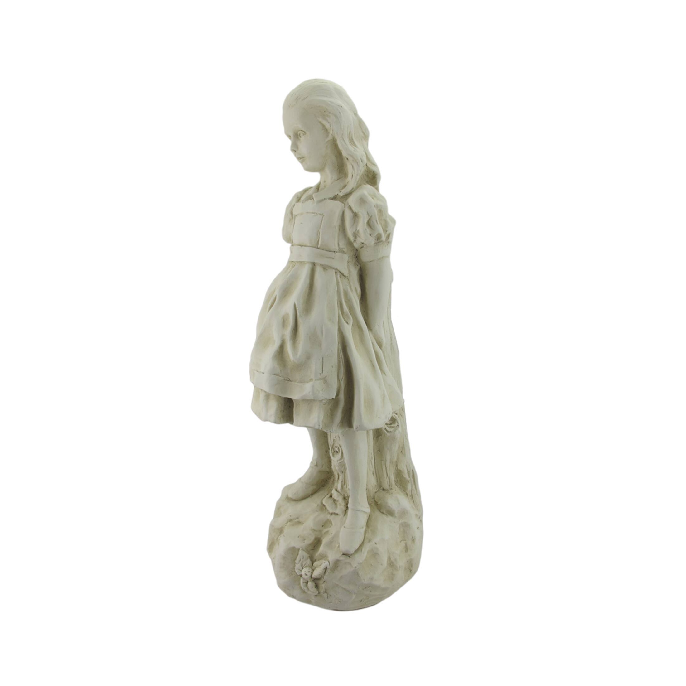 Alt View 1. Zeckos - 19 Inch Alice in Wonderland Museum White Garden Statue-RESIN - White.