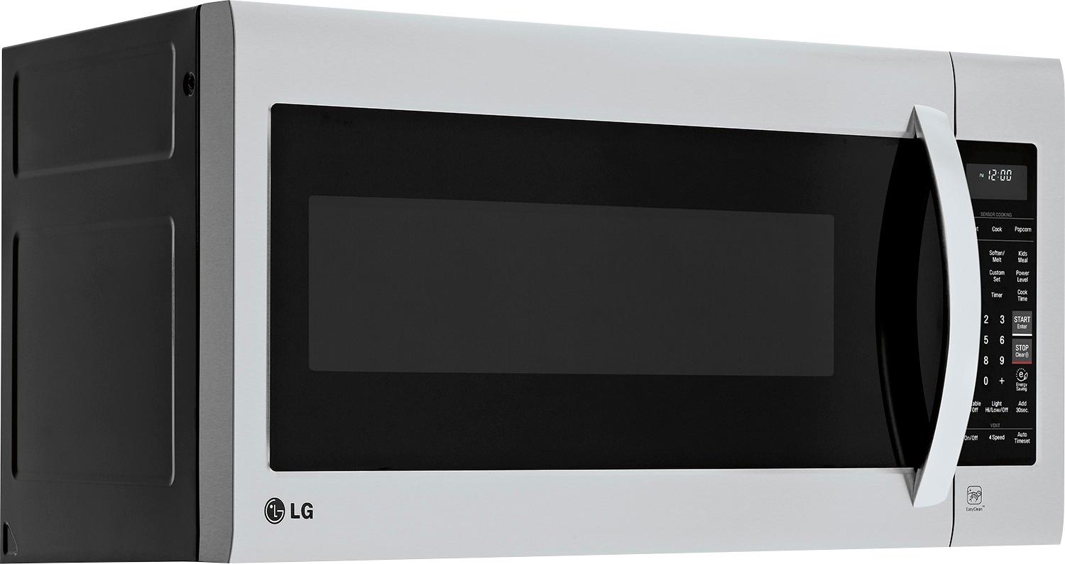 Angle View: LG - 2.0 Cu. Ft. Over-the-Range Microwave with Sensor Cooking and EasyClean - Stainless steel