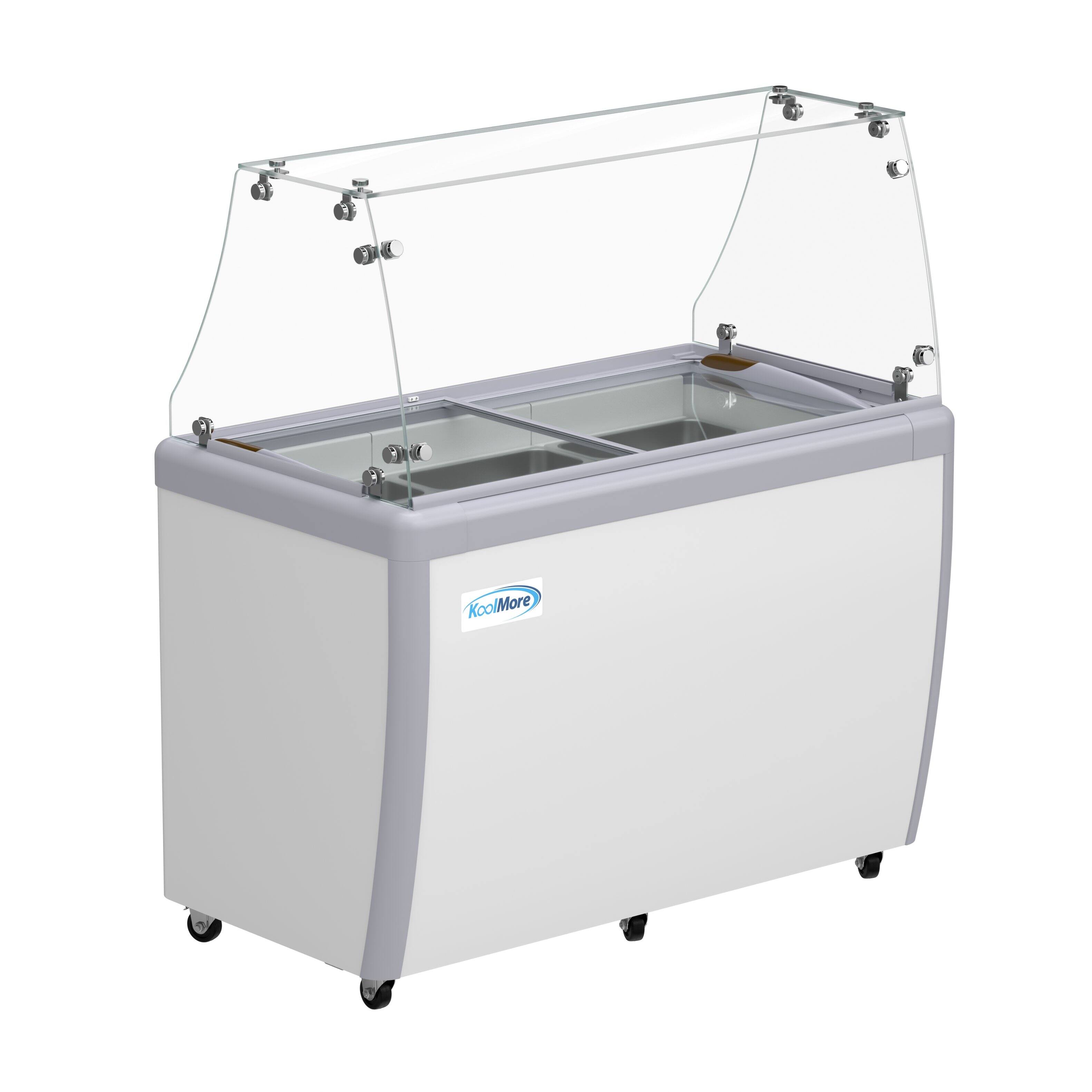 Back. Koolmore - 50 in. Gelato Dipping Cabinet Display Freezer with Sliding Glass Door and Sneeze Guard 13 cu. ft. KM-GDC-49SD-FG - White.