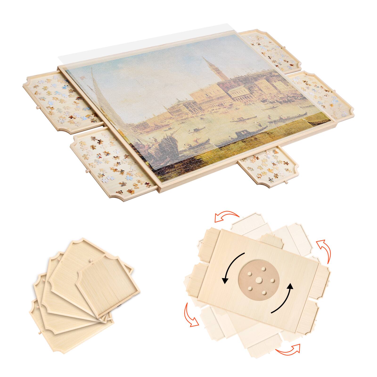 VEVOR - 2000 Piece Rotating Puzzle Board with 5 Drawers and Cover, 40x29 in Portable Wooden Table, Jigsaw Puzzle Accessories