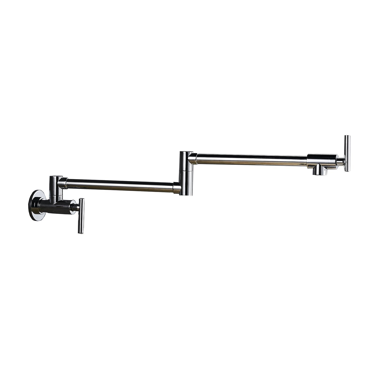 Front. Boyel Living - Brass Wall Mount Pot Filler with 2 Handle in Polished Chrome - Polished Chrome.