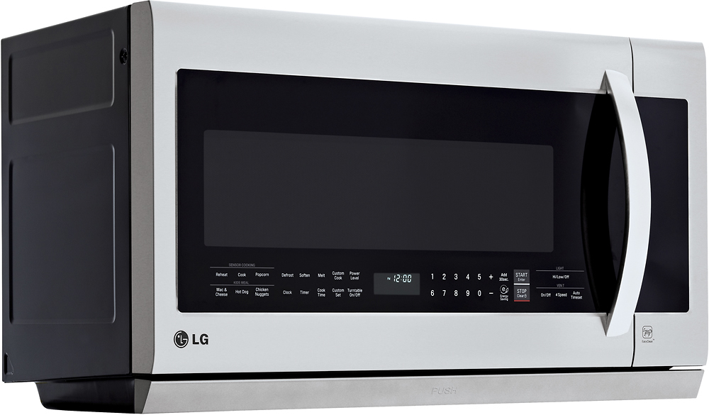 Angle View: LG - 2.2 Cu. Ft. Over-the-Range Microwave - Stainless steel