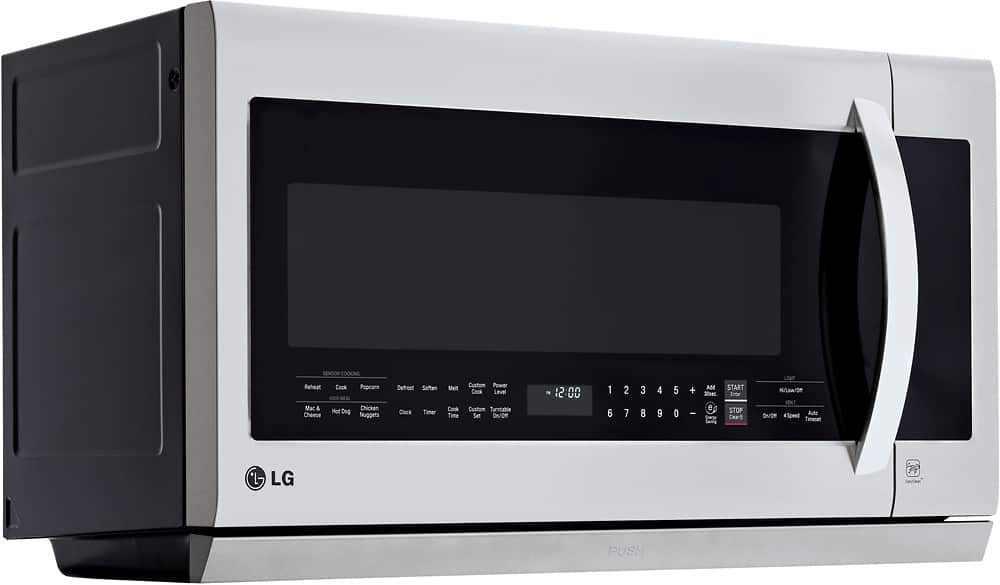 Angle. LG - 2.2 Cu. Ft. Over-the-Range Microwave with Sensor Cooking and ExtendaVent 2.0 - Stainless Steel.