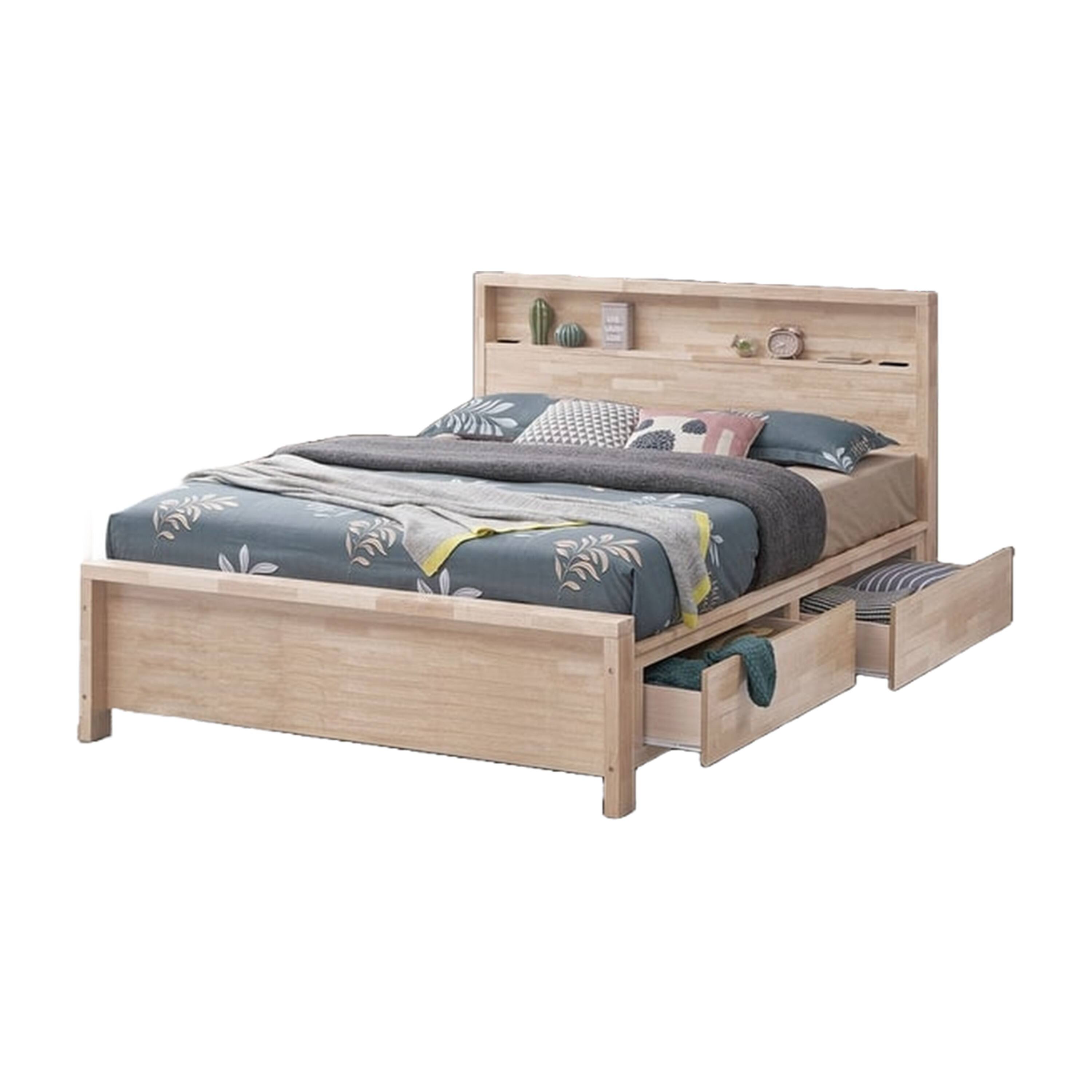 Front. Manhattan Lane - Gilu Twin Size Bed, Bookcase Headboard, 2 Drawer Footboard, Whitewash - Whitewash.