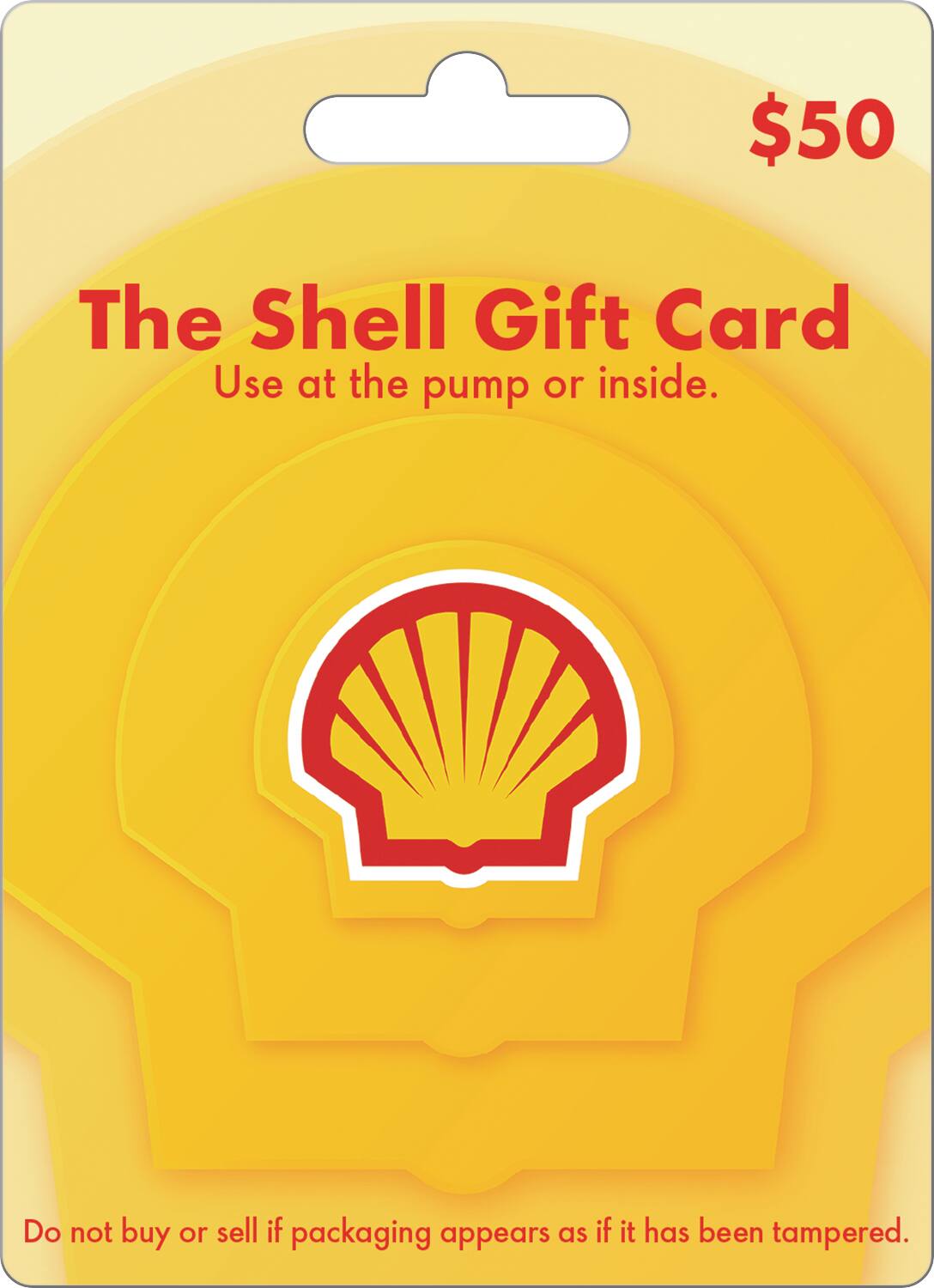 $50
The Shell Gift Card
Use at the pump or inside.
Do not buy or sell if packaging appears as if it has been tampered.