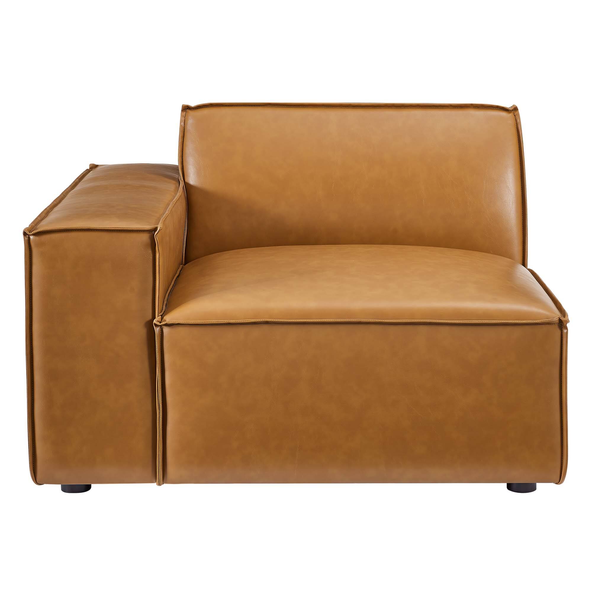 Alt View 5. Modway - Restore 4-Piece Vegan Leather Sectional Sofa by Modway - Brown.