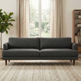 Simpli Home - Livingston 90 inch Wide Mid-Century Modern Sofa in Charcoal Grey Woven-Blend Fabric - Charcoal Grey
