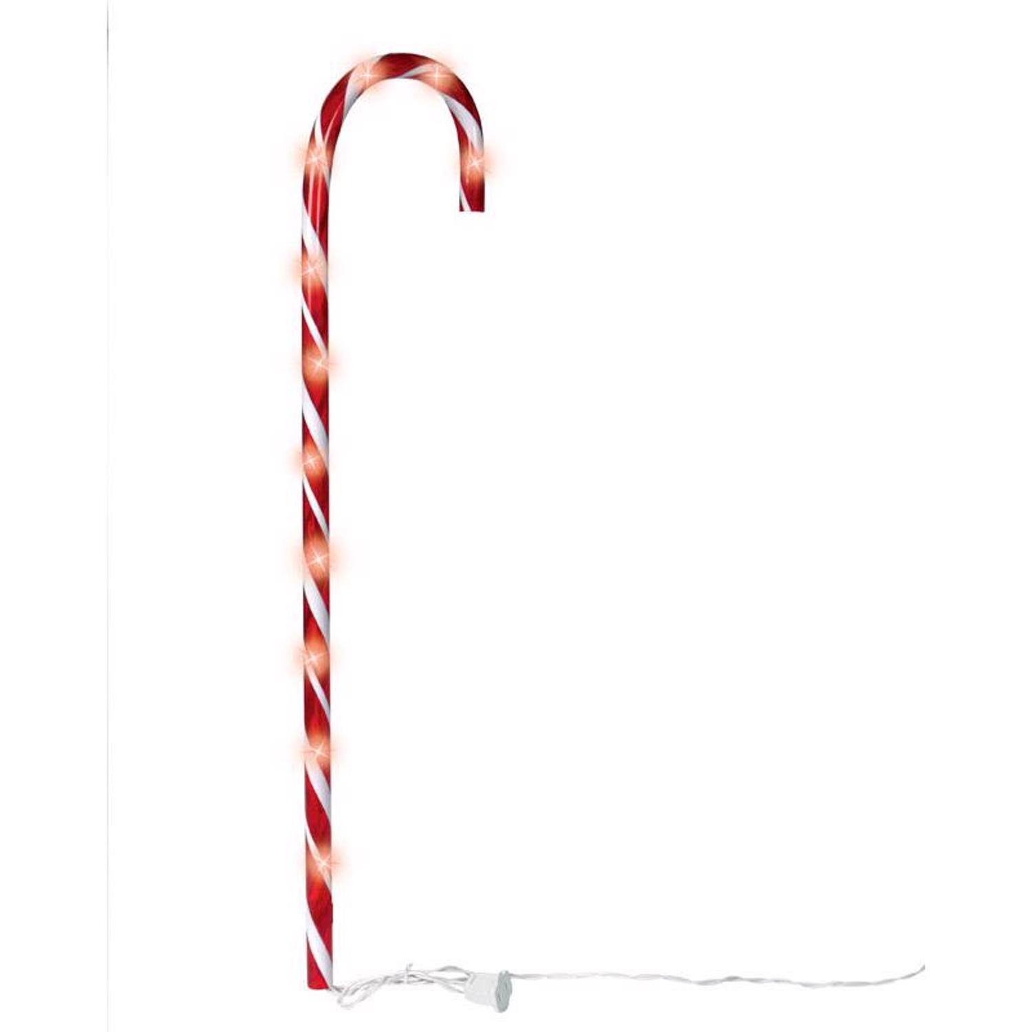 Front. Celebrations - Celebrations Clear Lighted Candy Cane 27 in. Pathway Decor (Case of 24) - Red|White.