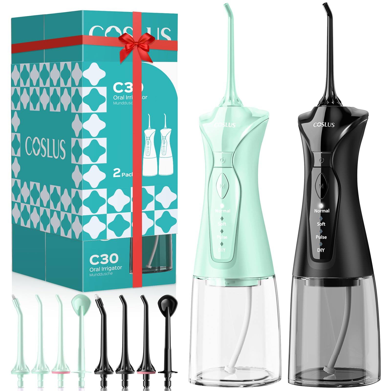 COSLUS  
C30 Oral Irrigator Munddusche  
2 Pack  
Normal Soft Pulse DIY