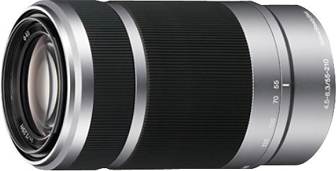 Angle View: Sony - 55-210mm f/4.5-6.3 Telephoto Lens for Most Alpha E-Mount Cameras - Silver