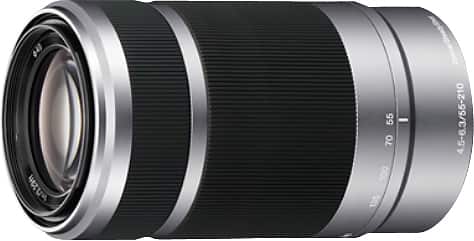 Angle. Sony - 55-210mm f/4.5-6.3 Telephoto Lens for Most Alpha E-Mount Cameras - Silver.