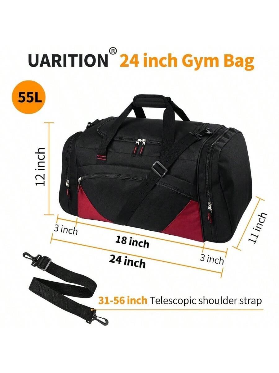 UARITION® 24 inch Gym Bag  
55L  
12 inch  
18 inch  
11 inch  
3 inch  
3 inch  
24 inch  
31-56 inch Telescopic shoulder strap