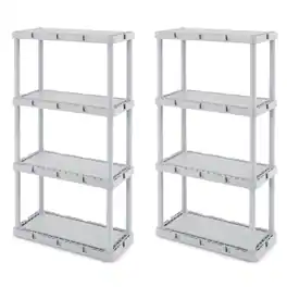 Gracious Living - Knect-A-Shelf 4 Tier Light Duty Storage Shelving System (2 Pack) - Gray