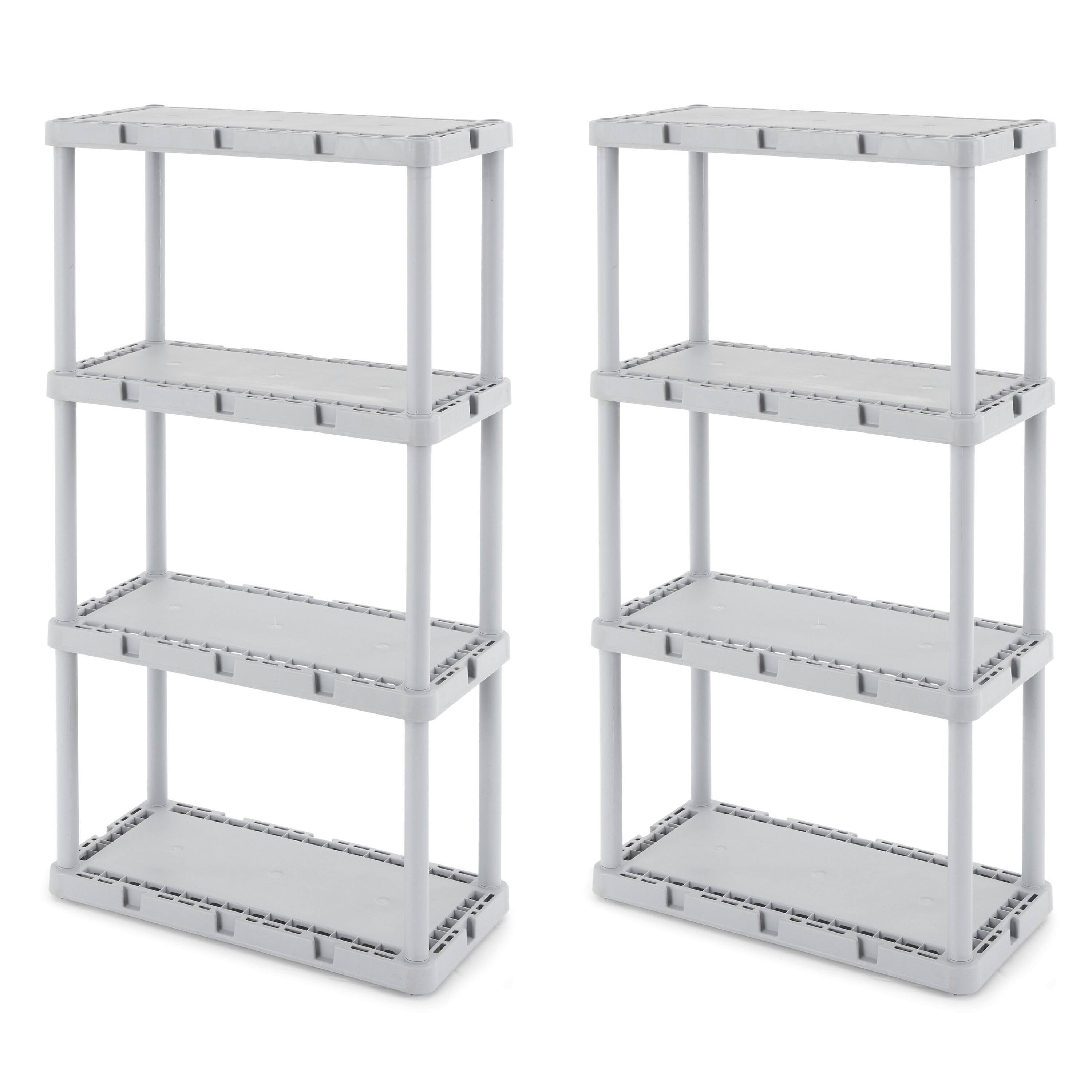 Front. Gracious Living - Gracious Living Knect-A-Shelf 4 Tier Light Duty Storage Shelving System (2 Pack) - Gray.
