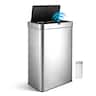 Innovaze - 18 Gallon Stainless Steel Rectangular Motion Sensor Kitchen Trash Can with Bonus 26 Trash Bags - Silver
