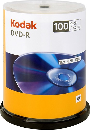  Kodak - DVD Recordable Media - DVD-R - 16x - 4.70 GB - 100 Pack Spindle