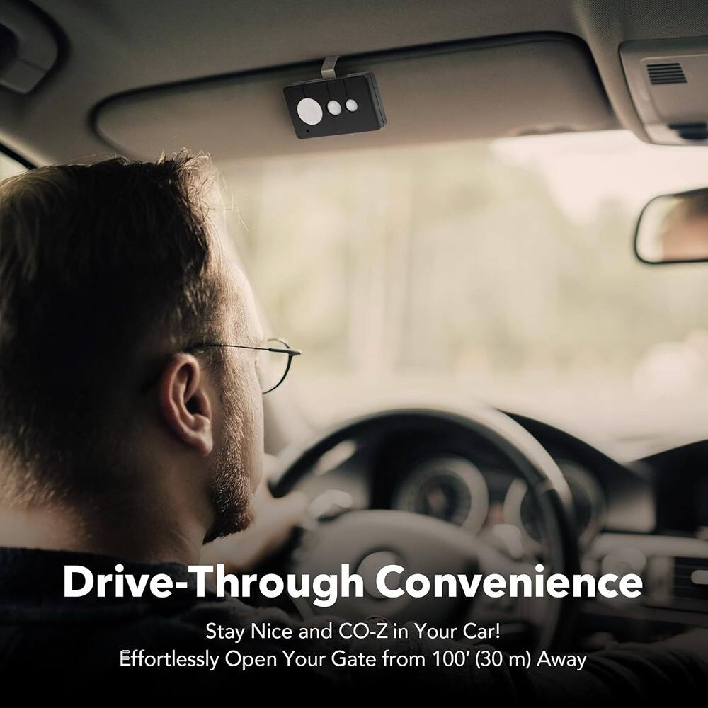 Drive-Through Convenience

Stay Nice and CO-Z in Your Car!

Effortlessly Open Your Gate from 100' (30 m) Away