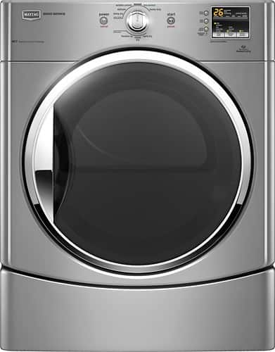 Front Standard. Maytag - Performance Series 6.7 Cu. Ft. 9-Cycle Gas Dryer - Liquid Silver.