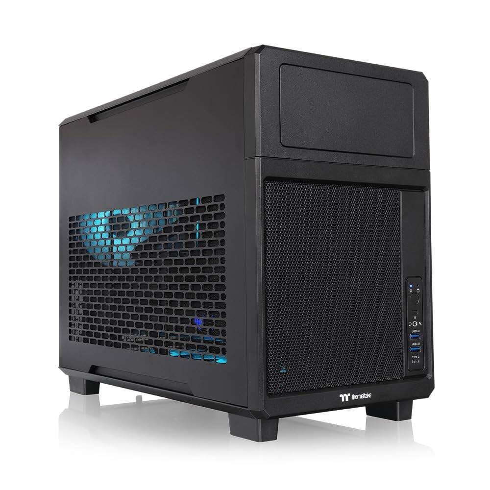 Angle. Thermaltake - Thermaltake TR200; Micro Chassis; mATX/mITX; 360mm Rad; 365mm GPU; Black - Black.