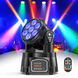 UKing - 7 LED RGBW Moving Head Lights Beam Wash Stage Lighting DJ Party Disco Show 9/14CH
