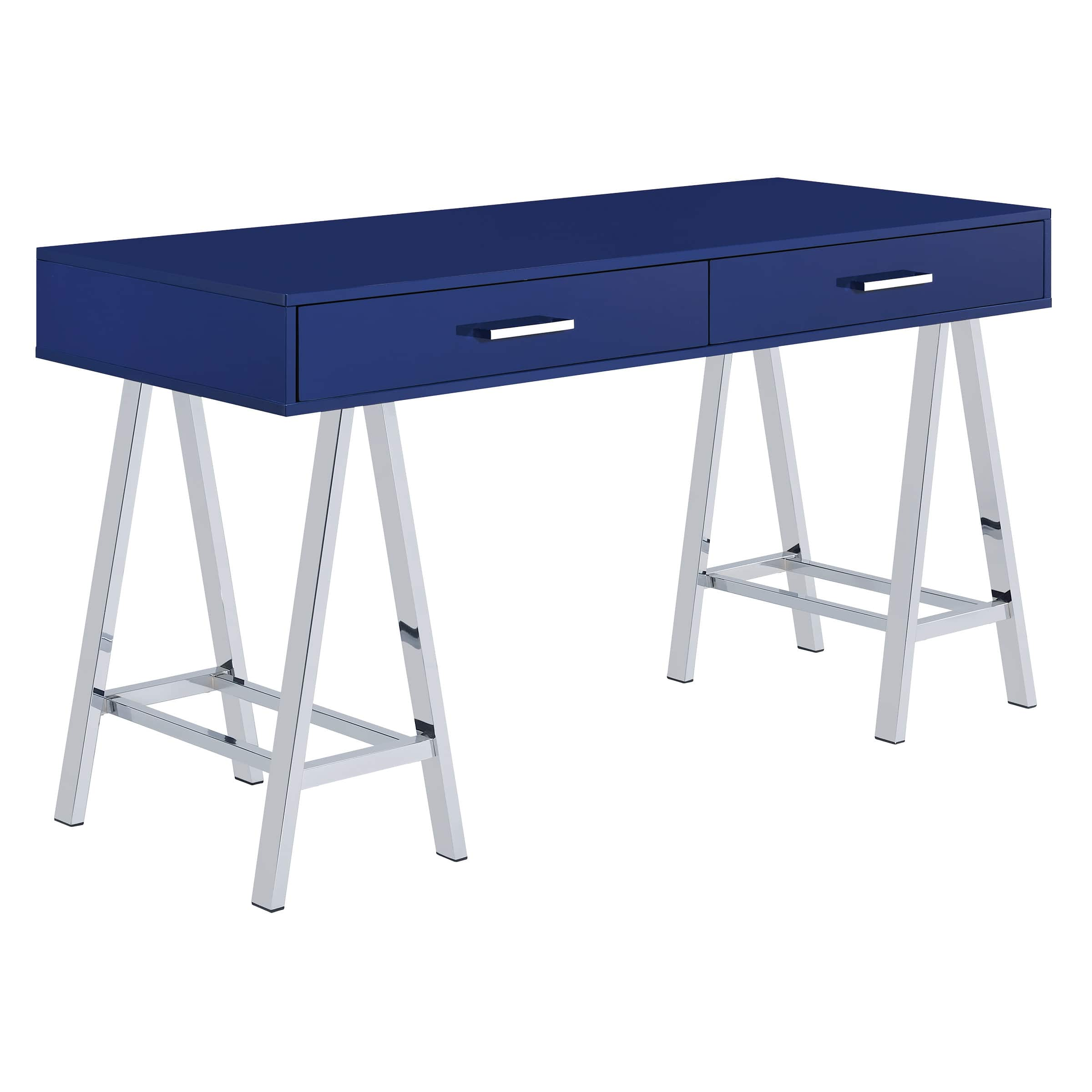 OSP Home Furnishings – Vivid 2 Drawer Desk – Lapis Blue/Chrome Sansujyuku sansujyuku.com